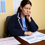 **Prompt:** A person (patient or caregiver) seated at a modern desk in France, looking thoughtfully at a stack of documents related to French healthcare. Visible items include a "carte Vitale," an "attestation ALD," and a "contrat de mutuelle" with Euro currency symbols subtly incorporated into the background or floating around the documents. The scene should convey the initial complexity and subsequent understanding of the French healthcare system's financial aspects, highlighting the roles of "Assurance Maladie" and "mutuelles" in covering costs for long-term illnesses. The overall mood is one of clarity emerging from initial confusion, with a subtle emphasis on financial relief.