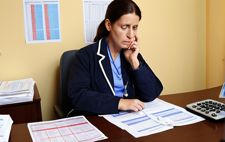 **Prompt:** A person (patient or caregiver) seated at a modern desk in France, looking thoughtfully at a stack of documents related to French healthcare. Visible items include a "carte Vitale," an "attestation ALD," and a "contrat de mutuelle" with Euro currency symbols subtly incorporated into the background or floating around the documents. The scene should convey the initial complexity and subsequent understanding of the French healthcare system's financial aspects, highlighting the roles of "Assurance Maladie" and "mutuelles" in covering costs for long-term illnesses. The overall mood is one of clarity emerging from initial confusion, with a subtle emphasis on financial relief.