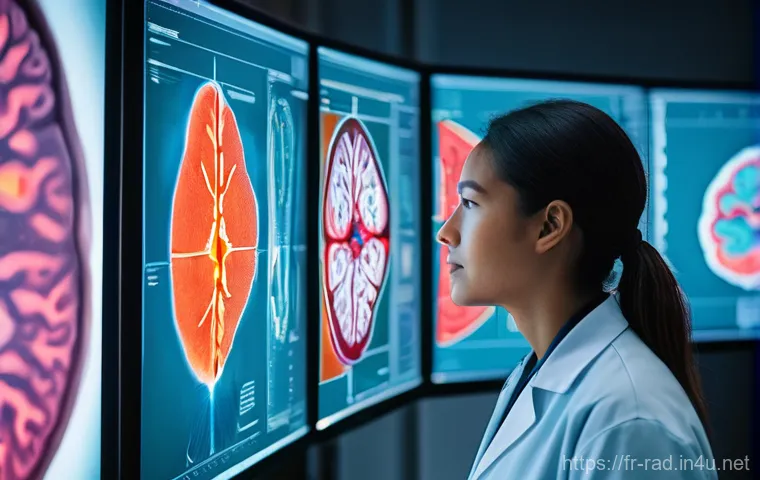 CT와 MRI 촬영 비교 - **Prompt:** Inside a high-tech MRI suite, a patient (wearing a modest hospital gown and noise-cancel...