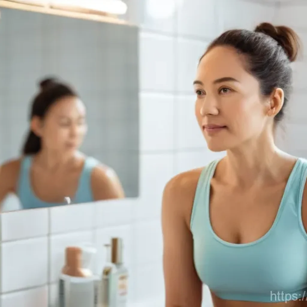 유방암 조기 검진 팁 - **Prompt for Self-Awareness and Self-Examination:**
    "A serene and confident woman, in her late 3...