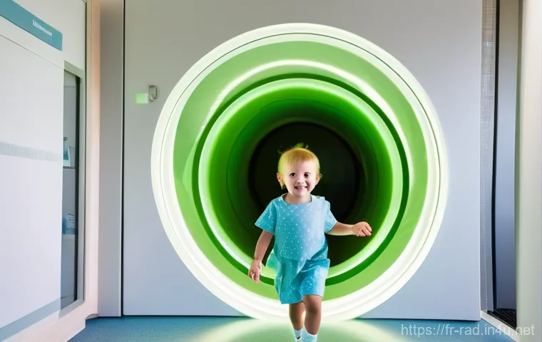 소아 방사선 검사 기준 - **Prompt:** A futuristic, high-tech control room within a state-of-the-art pediatric hospital. A div...